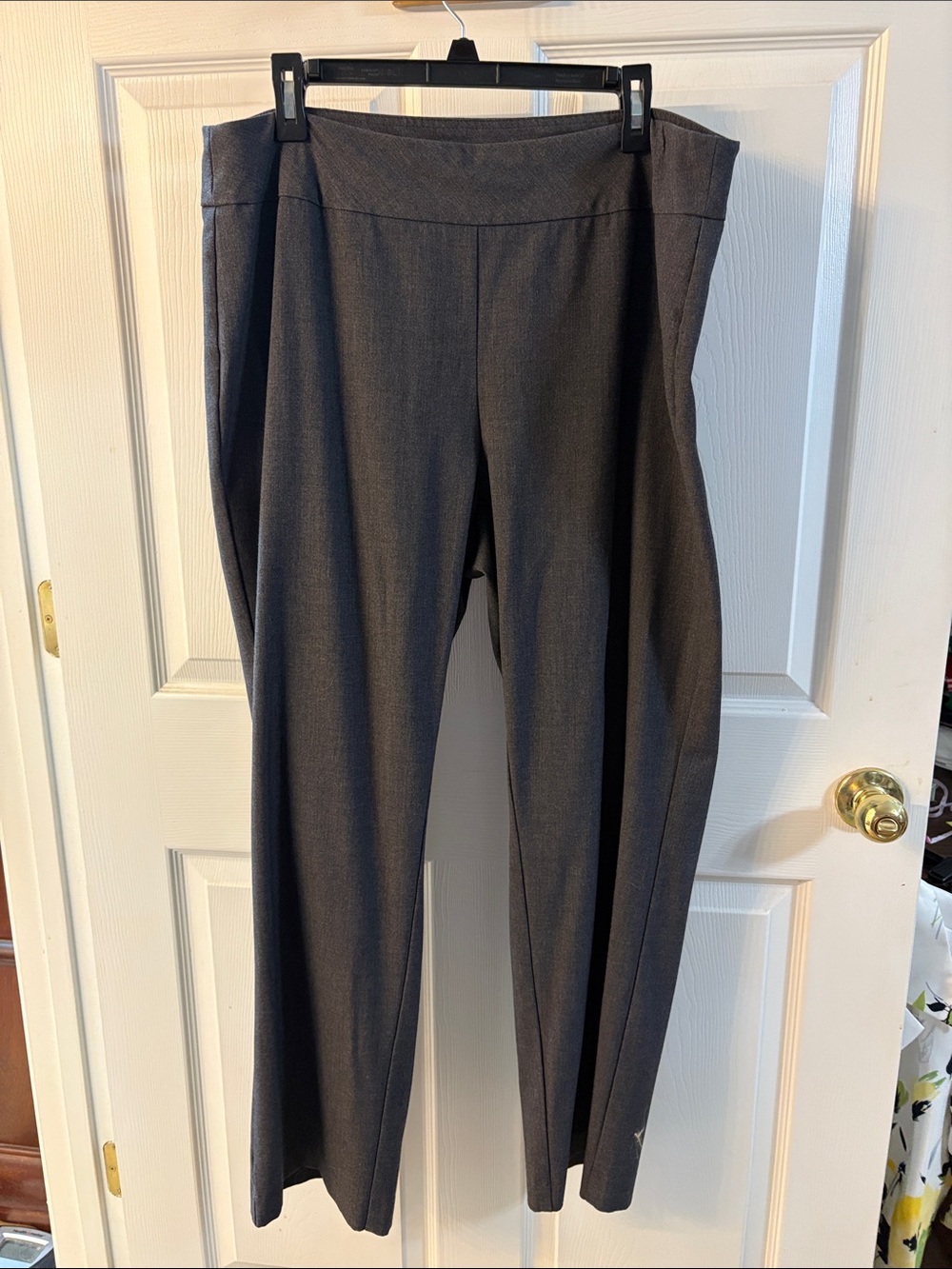 Roz & Ali Dark Gray Straight-Leg Pull-On Trousers